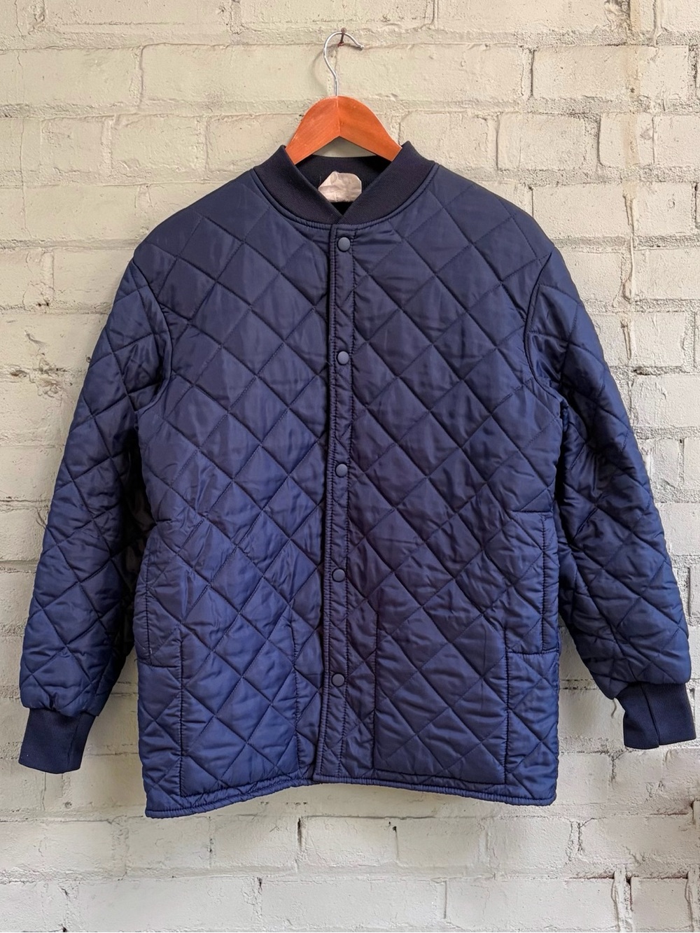 Vintage Quilted Jacket - Equestrian Utility Jacket in Navy Blue